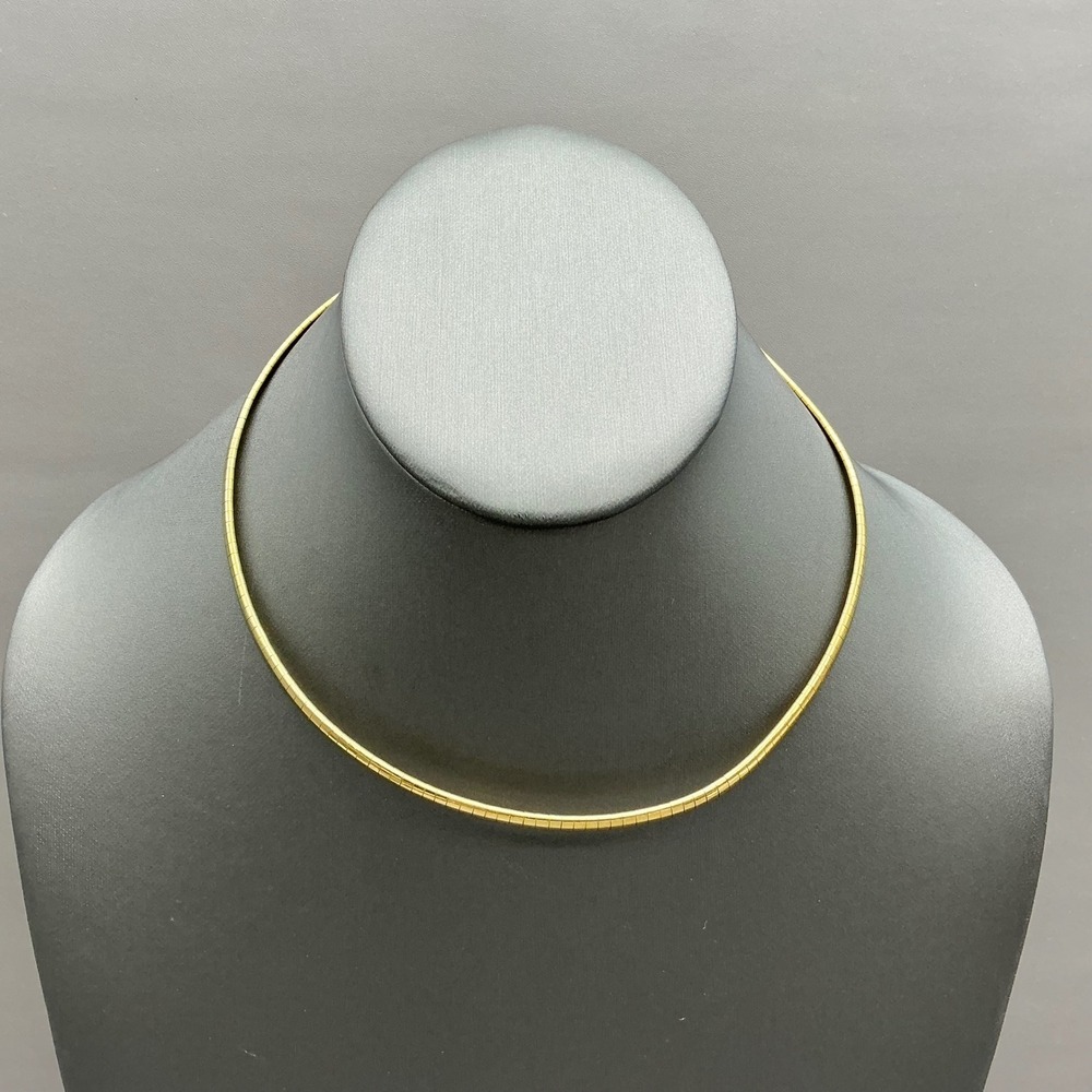 Nolan Miller Necklace Vintage Gold Tone Flat Omega Chain Collar Choker 18 Inch